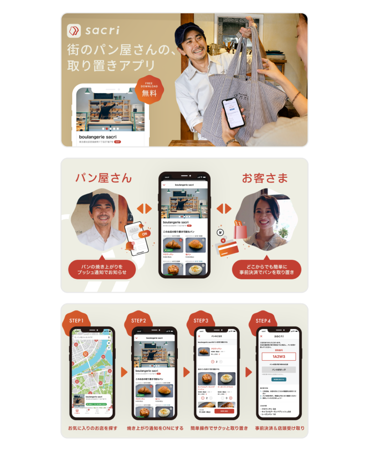 街のパン屋さんの取り置きアプリ「sacri」